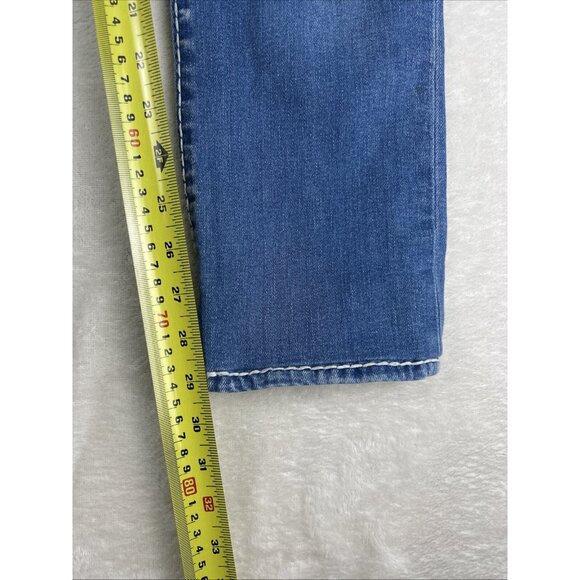 True Religion Jeans Womens 28 Blue Cora Mid Rise Straight Faded Whiskered USA - Picture 8 of 14